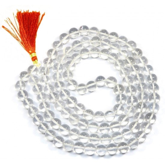 Sphatik Mala Round Shape 8mm Crystal Quartz Sfatik Stone Mala Original Certified Sphatik Mala Round Shape 8mm Crystal Quartz Sfatik Stone Mala Original Certified