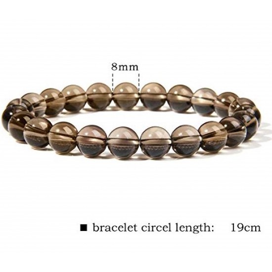 Smoky Quartz Bracelet Natural Gem Stone Healing Bracelet for Men & Women, Color Brown, Bead Size 8 MM