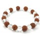 5 Mukhi Rudraksha Crystal Bracelet for Men, Women and Children (White, Brown) 8mm Beads Size 