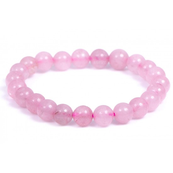 Rose Quartz Bracelet Natural Crystal Healing Gemstone Bracelet for Men & Women, Color Pink, Bead Size 8 mm