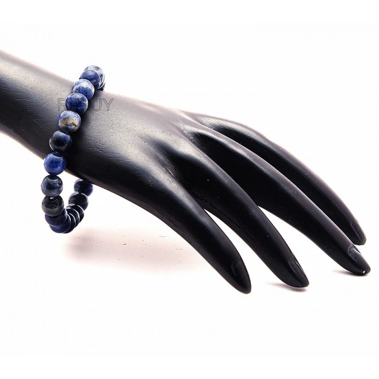 Sodalite Bracelet Natural Crystal Healing Stone Gemstone Bracelet for Men & Women, Color Blue, Bead Size 8 mm