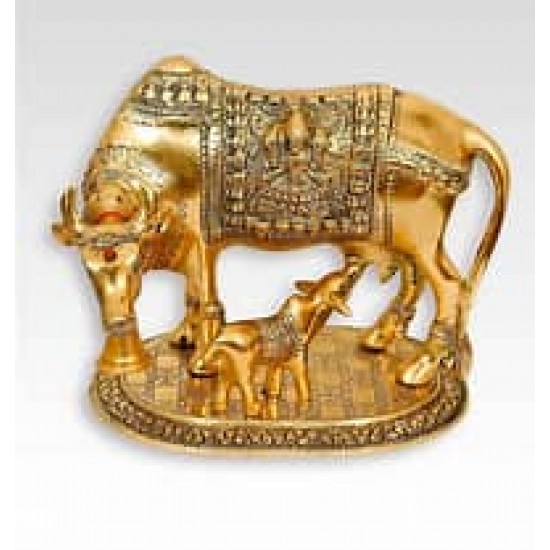 Metal Golden Kamdhenu Cow With Calf Statue,, Vastu Prodect Metal Golden Kamdhenu Cow With Calf Statue,, Vastu Prodect