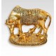 Metal Golden Kamdhenu Cow With Calf Statue,, Vastu Prodect