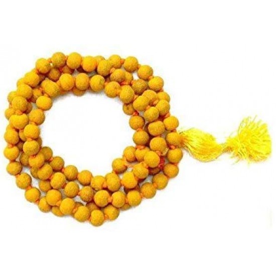 HANDICRAFTS Haldi Mala | Jap Mala | Turmeric Mala | Baglamukhi Jap Mala | Pure Turmeric Rosary | Siddha Mala | Handmade Mala | Natural 108 Beads | Natural Yellow Colour