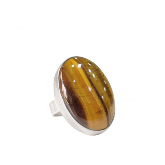 Natural Tiger Eye Silver Ring Original Stone Place 11.25 Ratti 